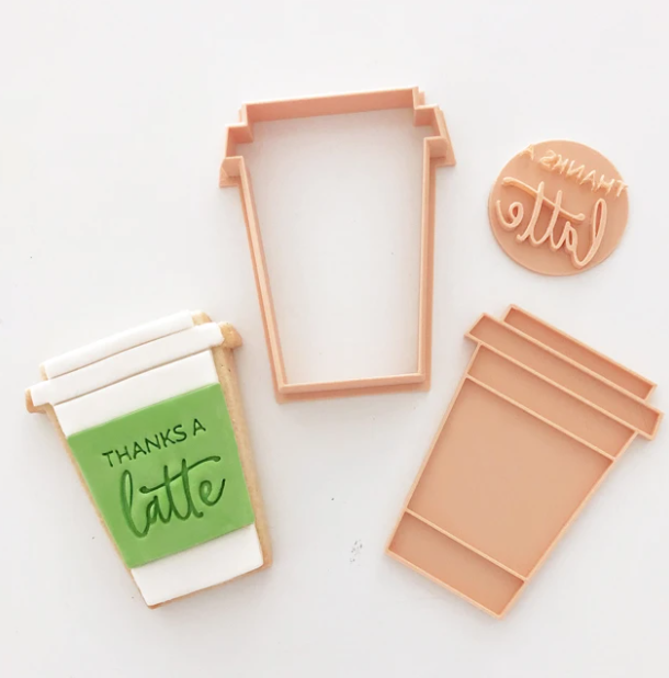 Little Biskut Coffee Cup Cookie Cutter and Thanks a Latte Embosser ...