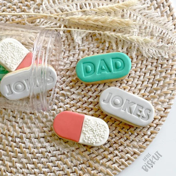 Little Biskut Dad Jokes Cookie Cutter & Embosser Set Bake and Decorate Co