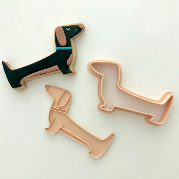 Little Biskut Dachshund Cookie Cutter Embosser Set Bake and Decorate Co